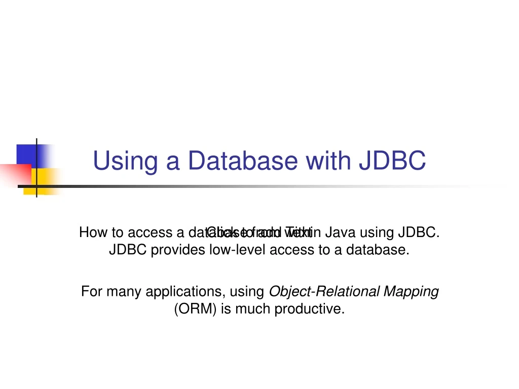 using a database with jdbc n.