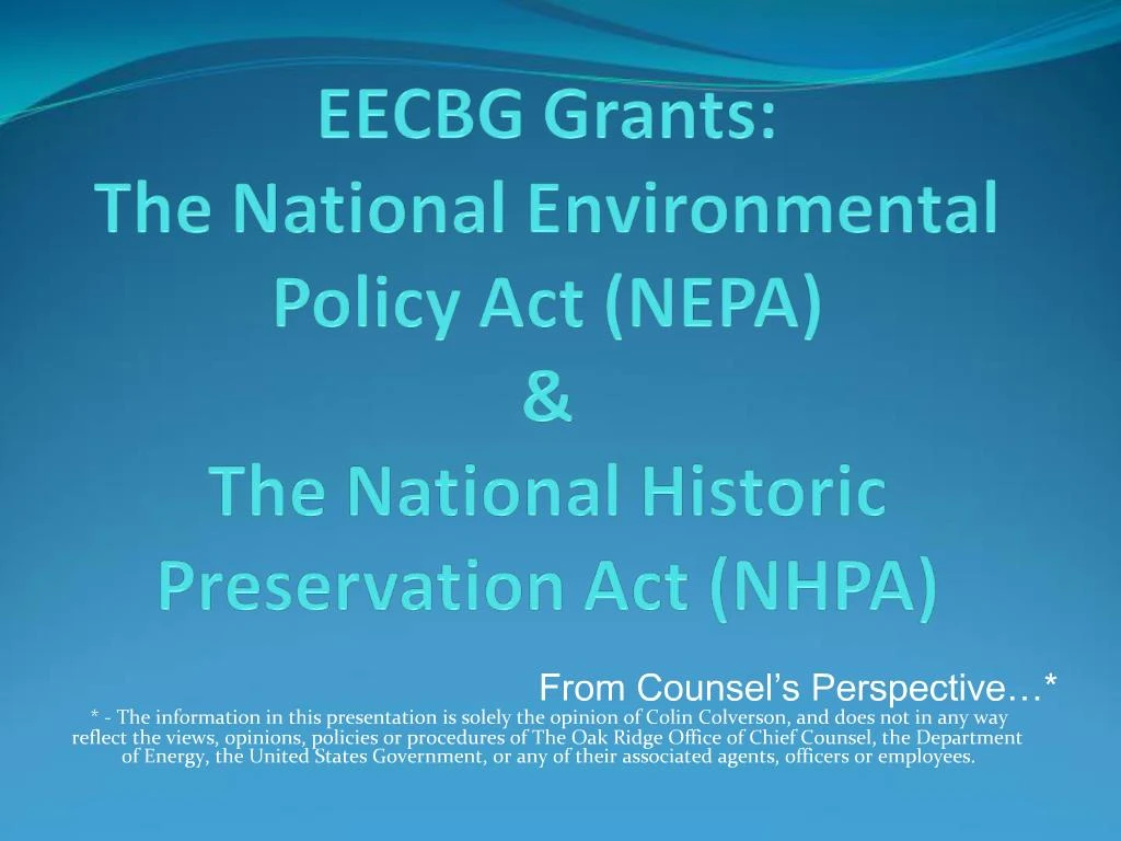 PPT - EECBG Grants: The National Environmental Policy Act NEPA The ...