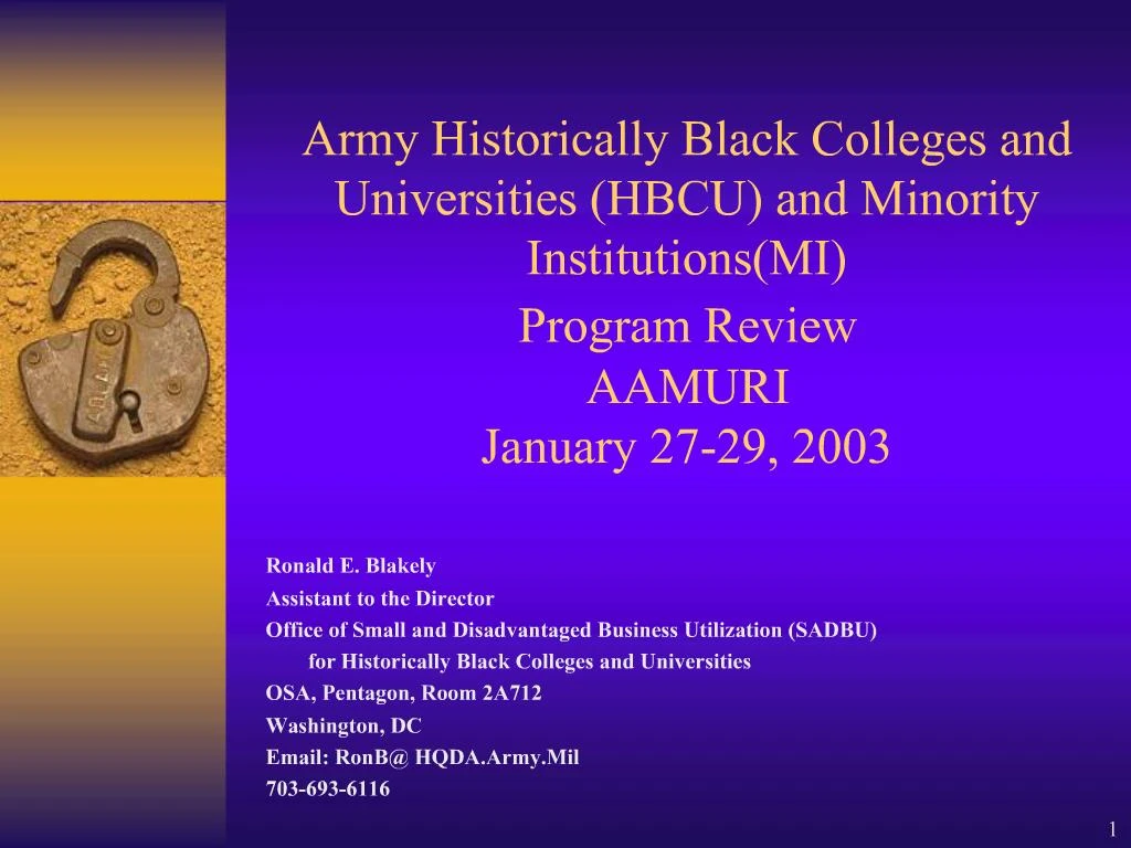 PPT - Army Historically Black Colleges And Universities HBCU And ...