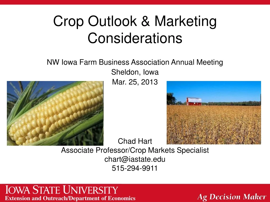 PPT Crop Outlook & Marketing Considerations PowerPoint Presentation