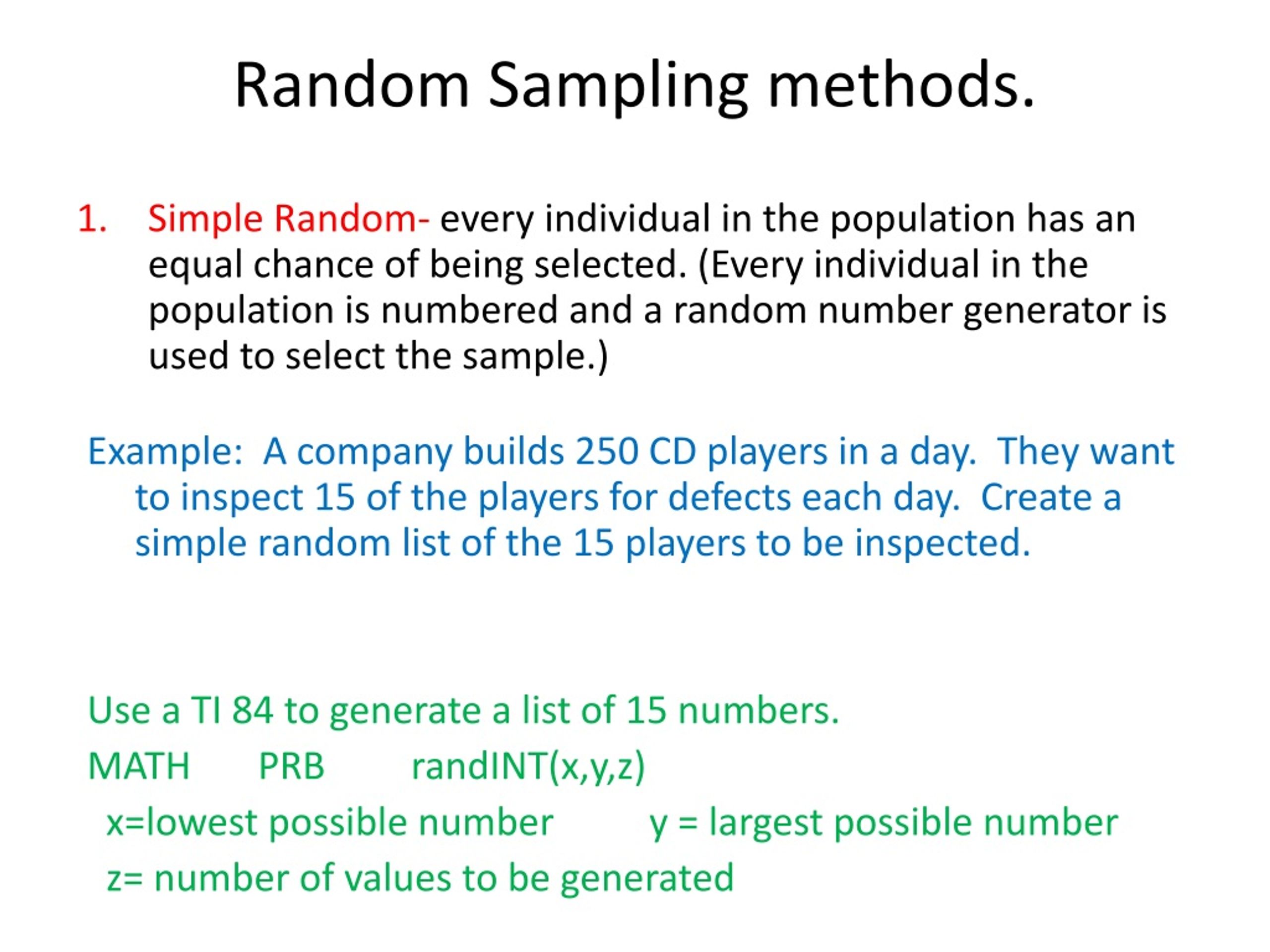 PPT There Are Two Categories Of Sampling Processes Random Non random 