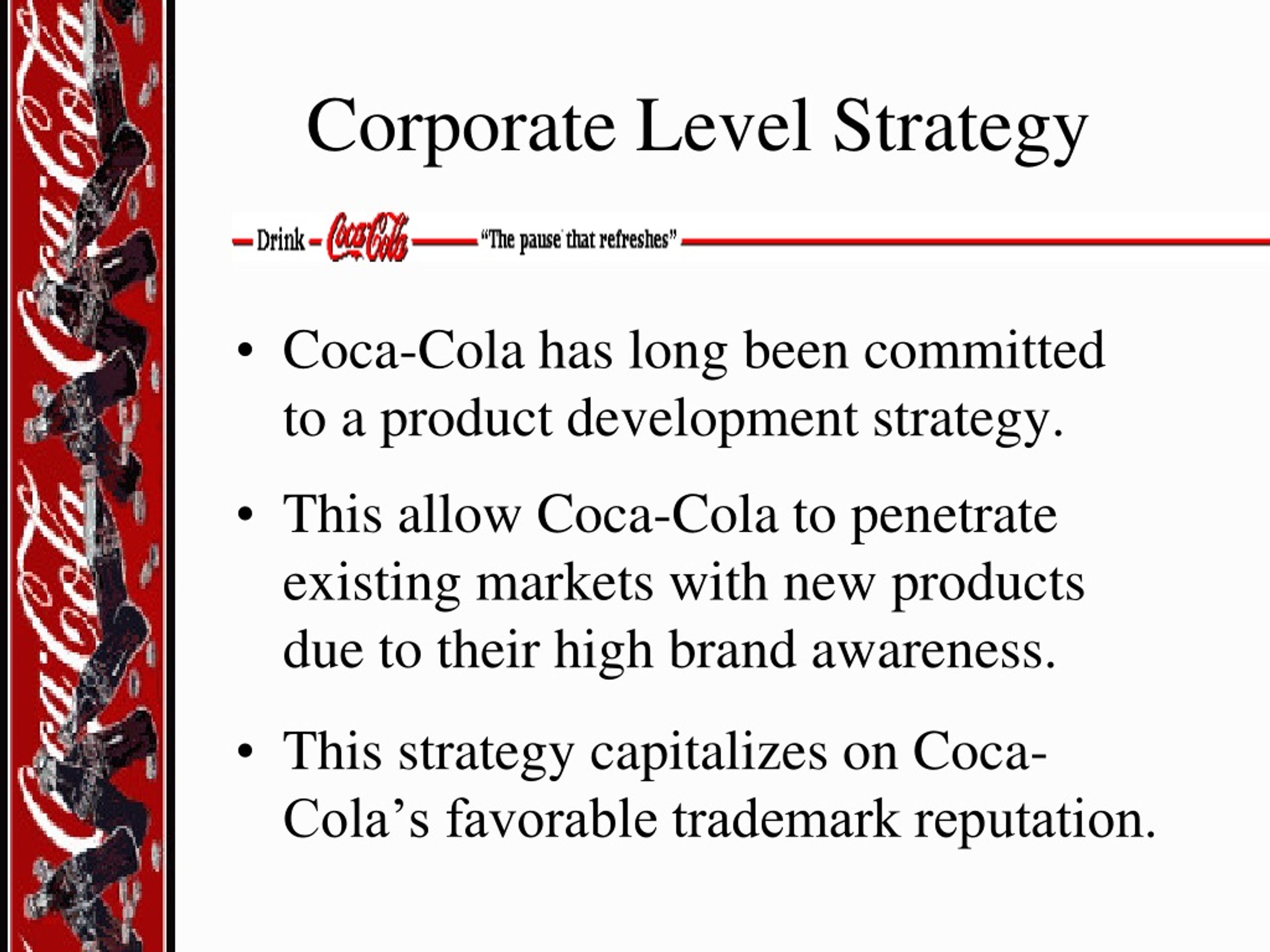 corporate level strategy of coca cola