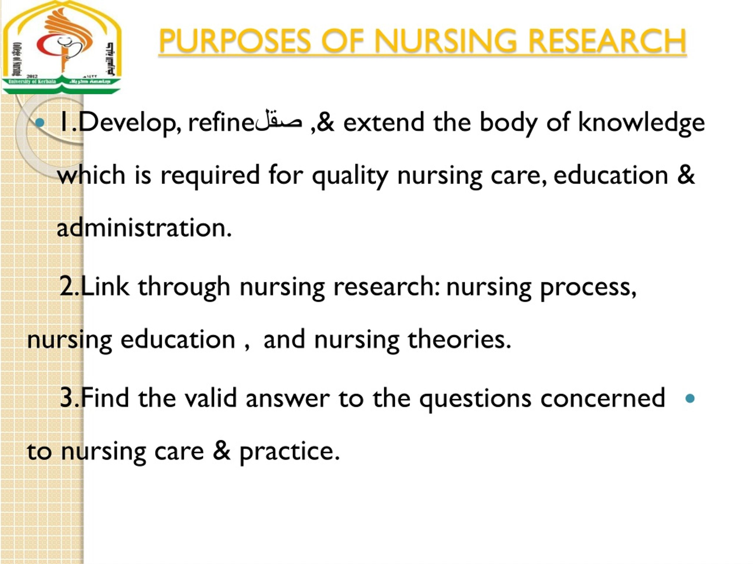 purpose of nursing research