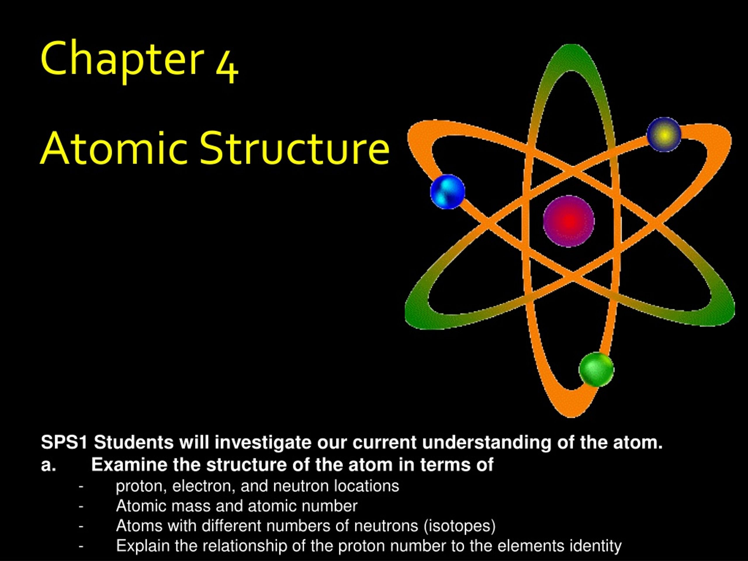 PPT - Describe the mass, charge, and location of protons, neutrons, and ...