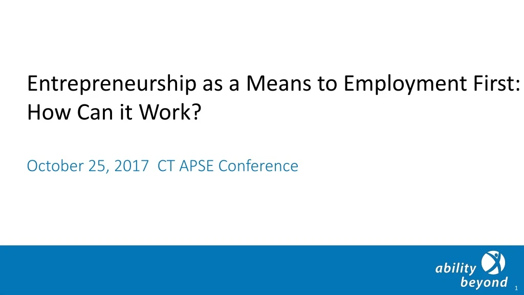 entrepreneurship as a means to employment first n.