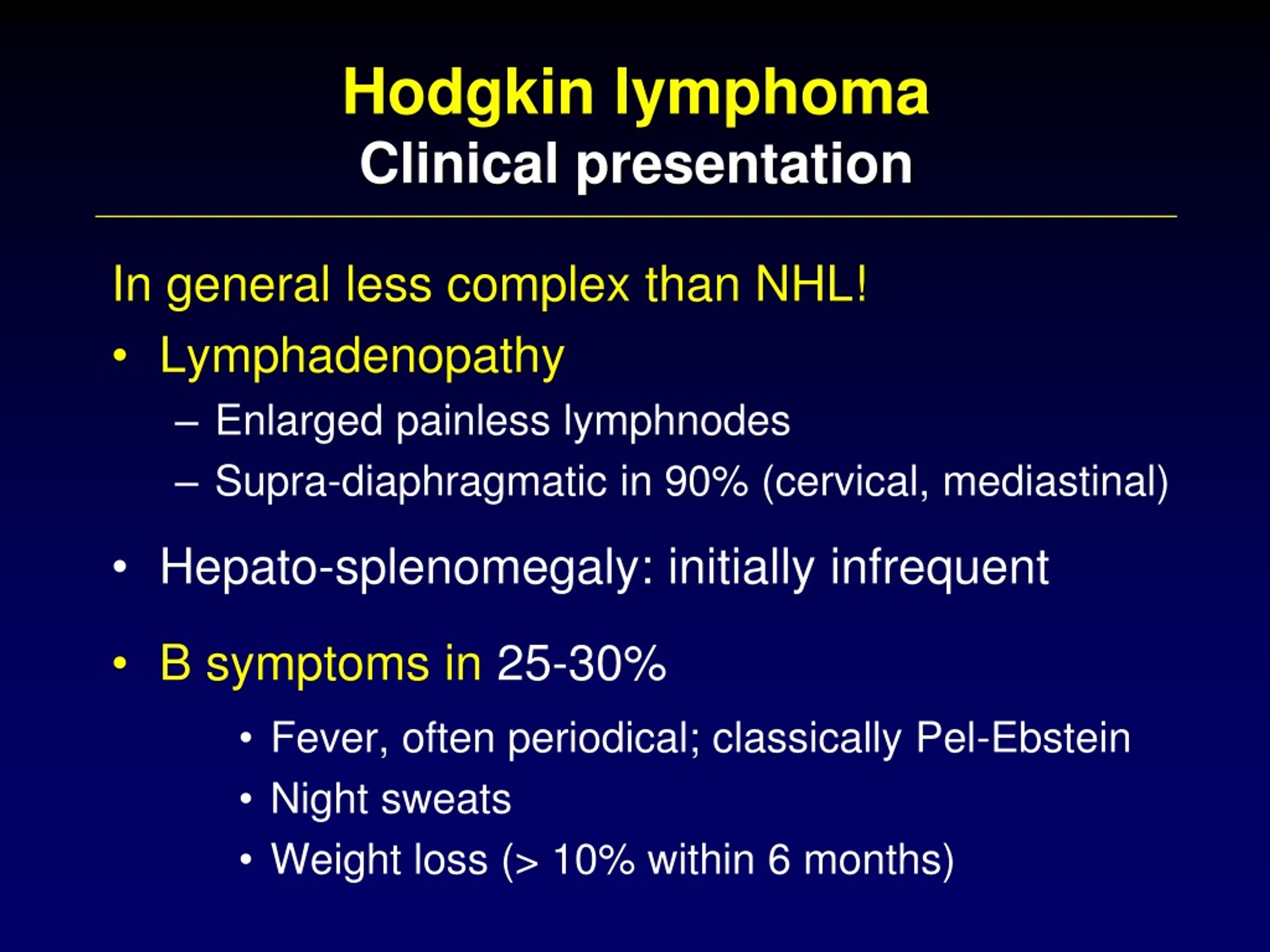 clinical presentation of hodgkin's lymphoma