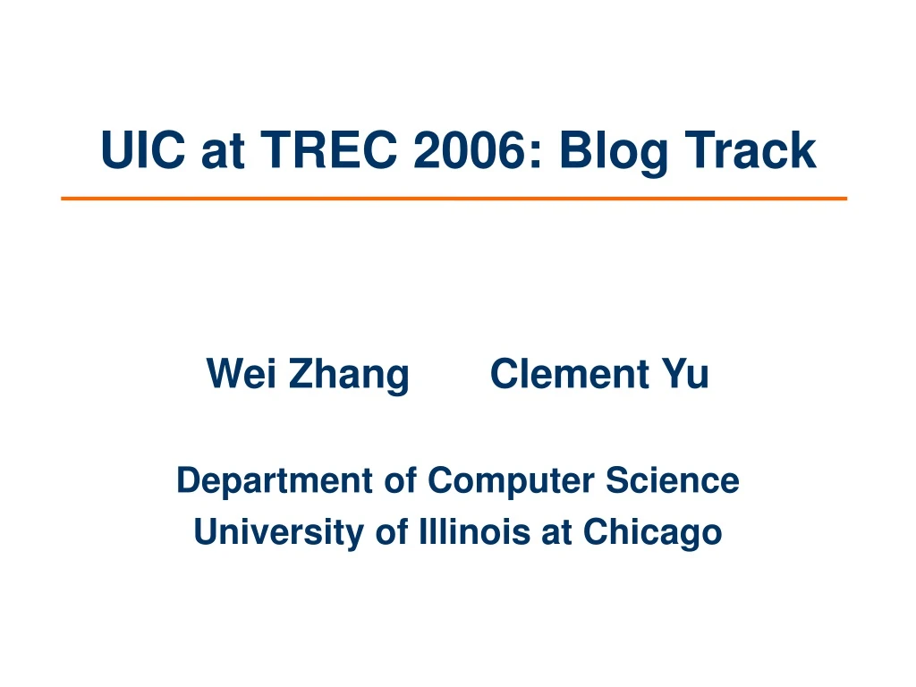 wei zhang clement yu department of computer science university of illinois at chicago n.