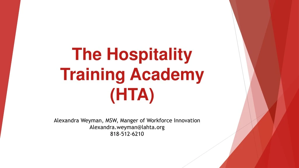 the hospitality training academy hta n.