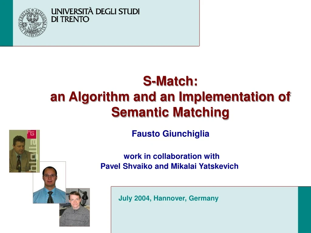 s match an algorithm and an implementation of semantic matching n.