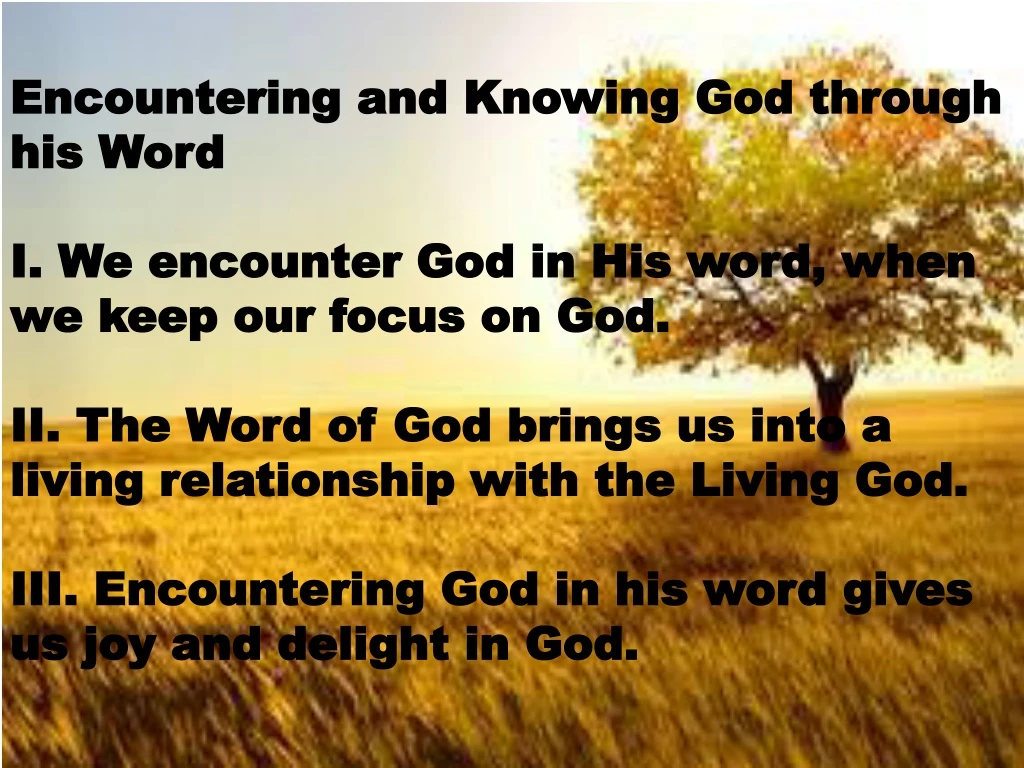 encountering and knowing god through his word n.