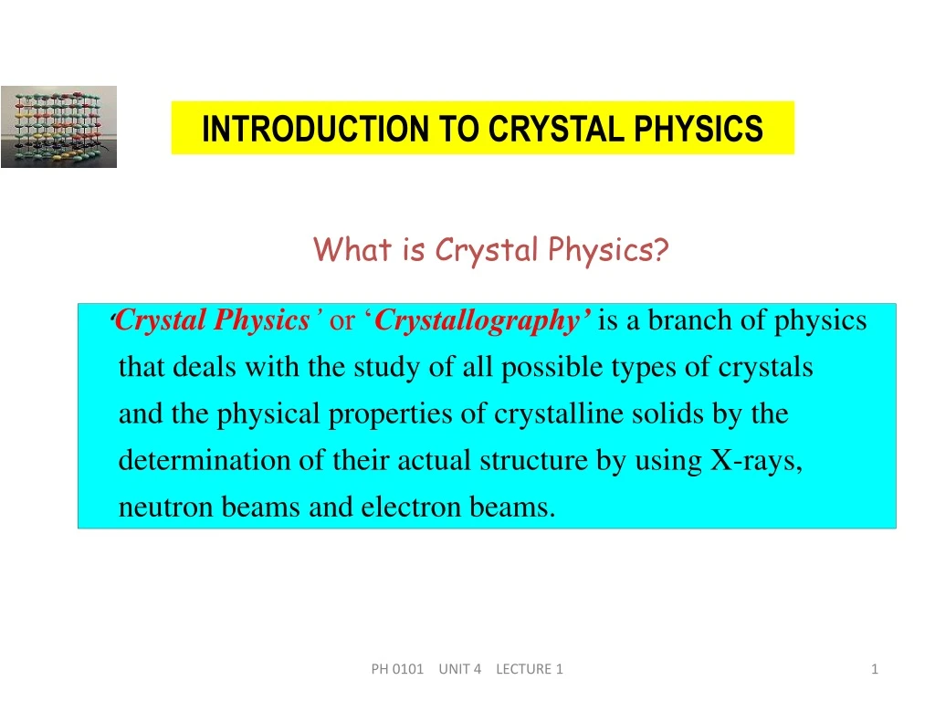 introduction to crystal physics n.