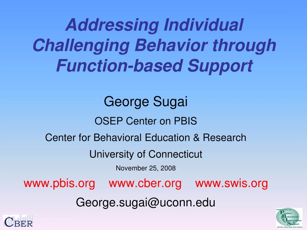 addressing individual challenging behavior through function based support n.