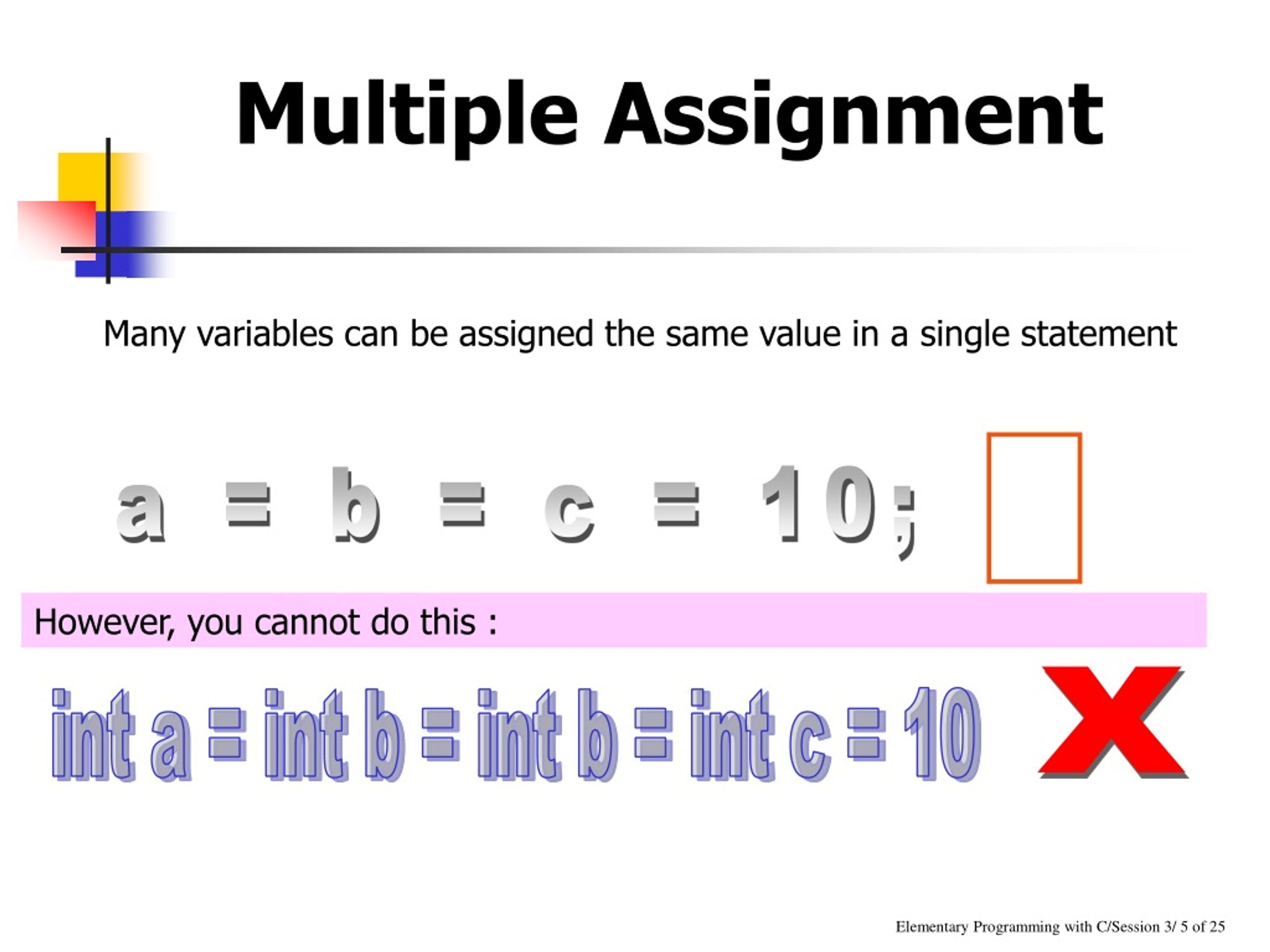 assignment operator expression to complete expression