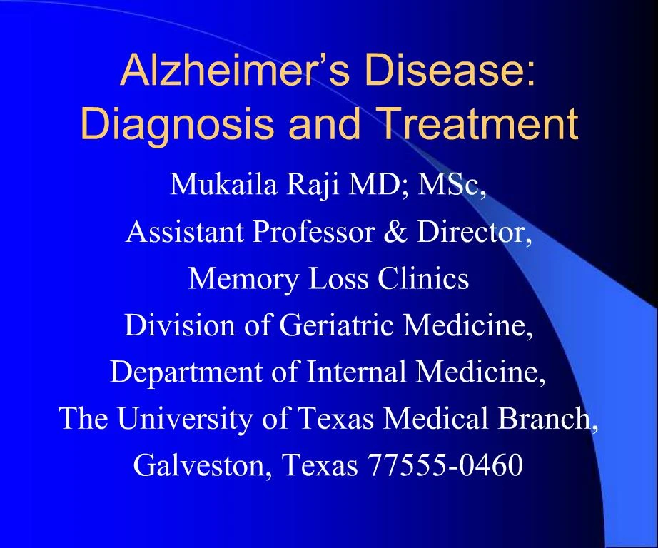 PPT - Alzheimer s Disease: Diagnosis and Treatment PowerPoint ...