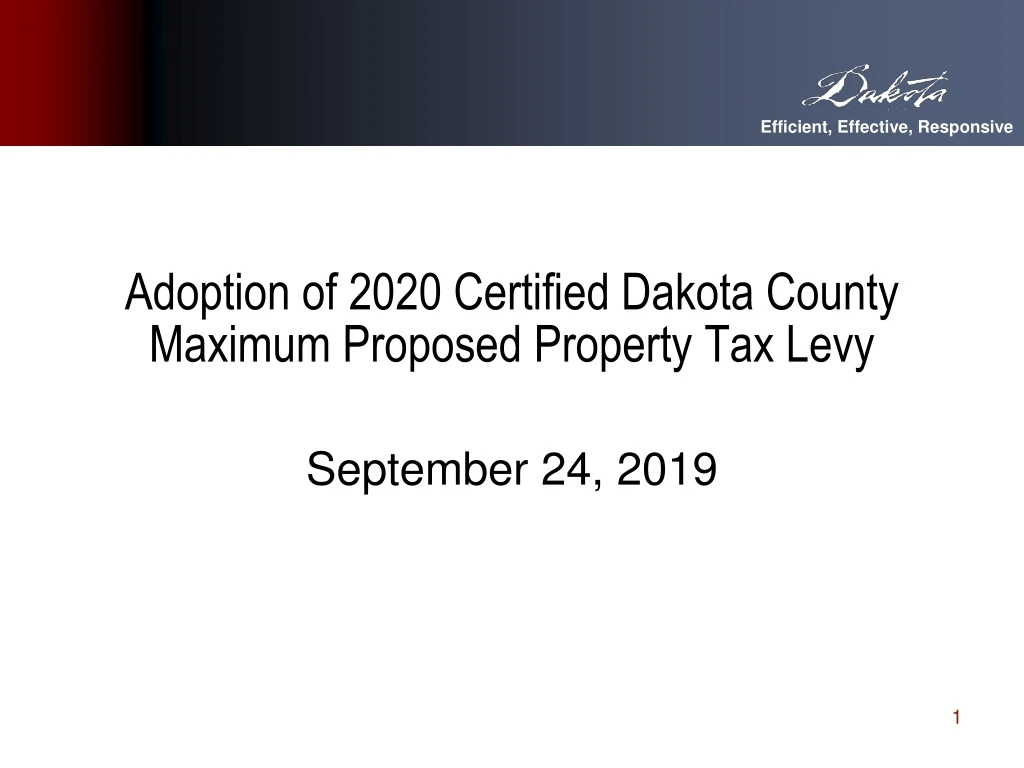 PPT Adoption of 2020 Certified Dakota County Maximum Proposed