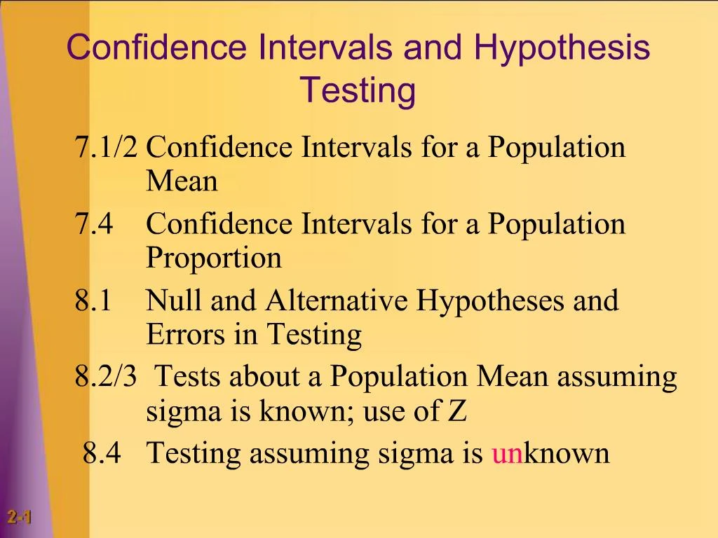 examples of hypothesis testing and confidence intervals in nursing