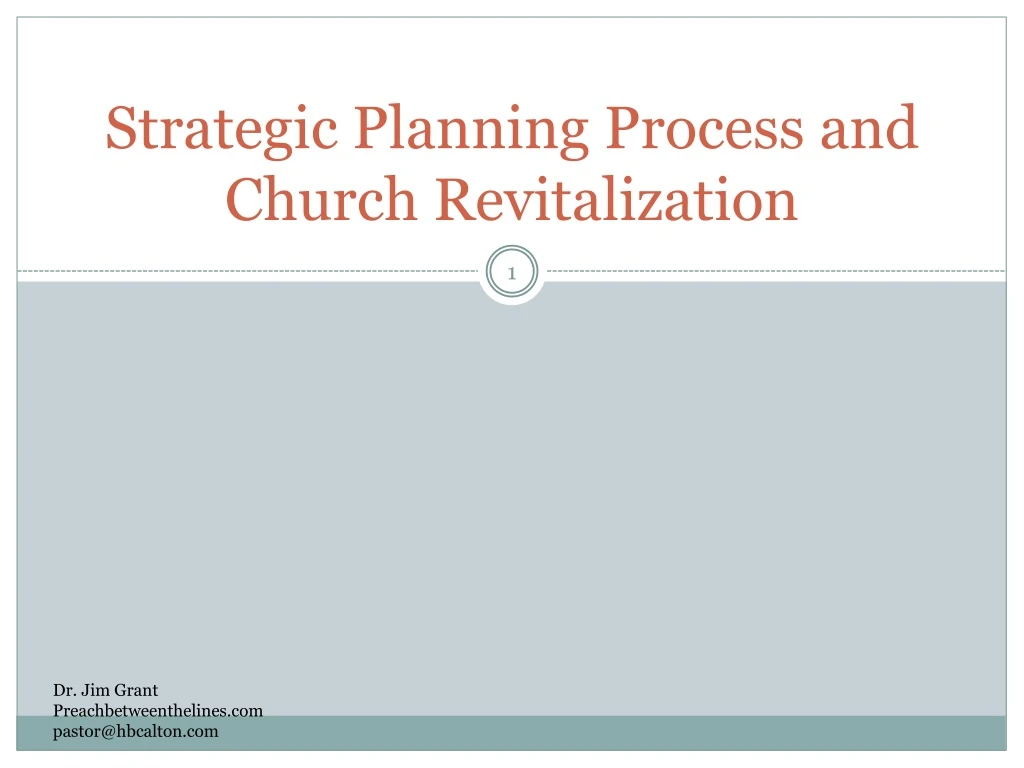 strategic planning process and church revitalization n.