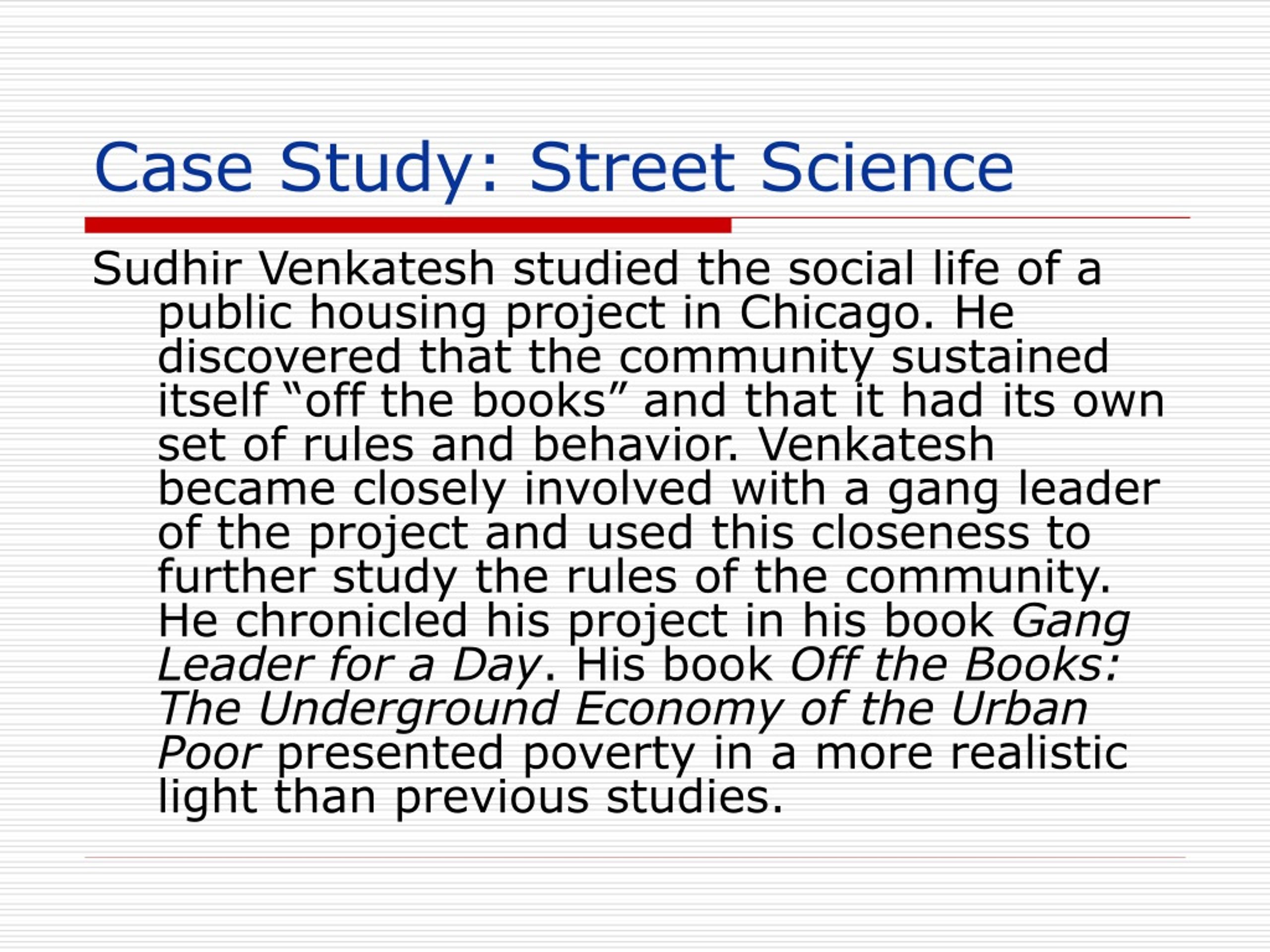 case study street science