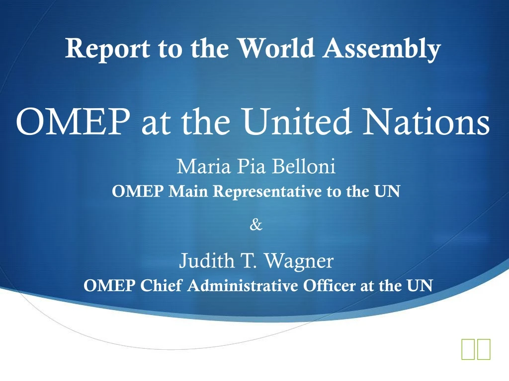 report to the world assembly n.