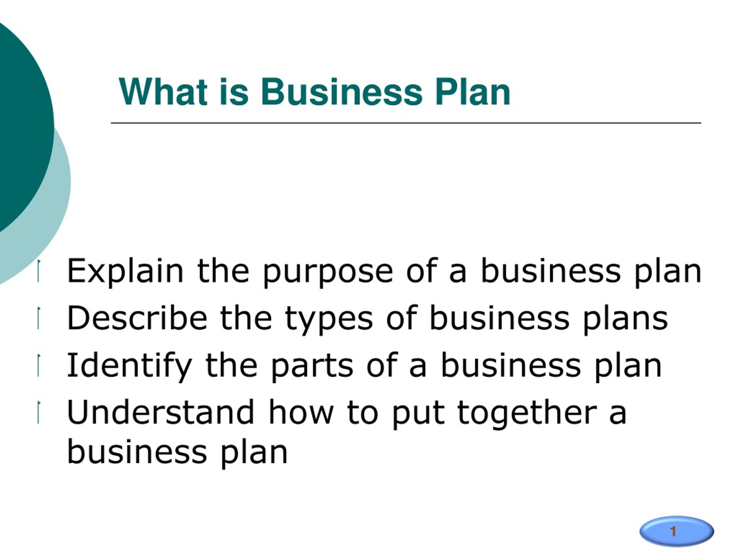 main purpose for business plan