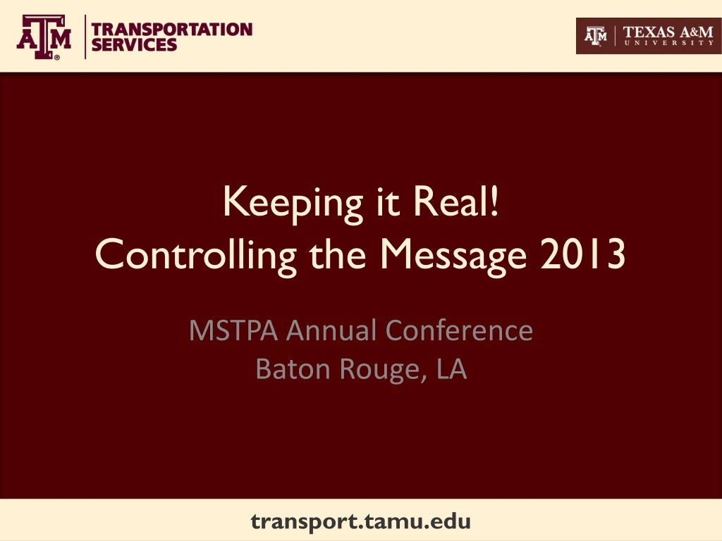 keeping it real controlling the message 2013 n.