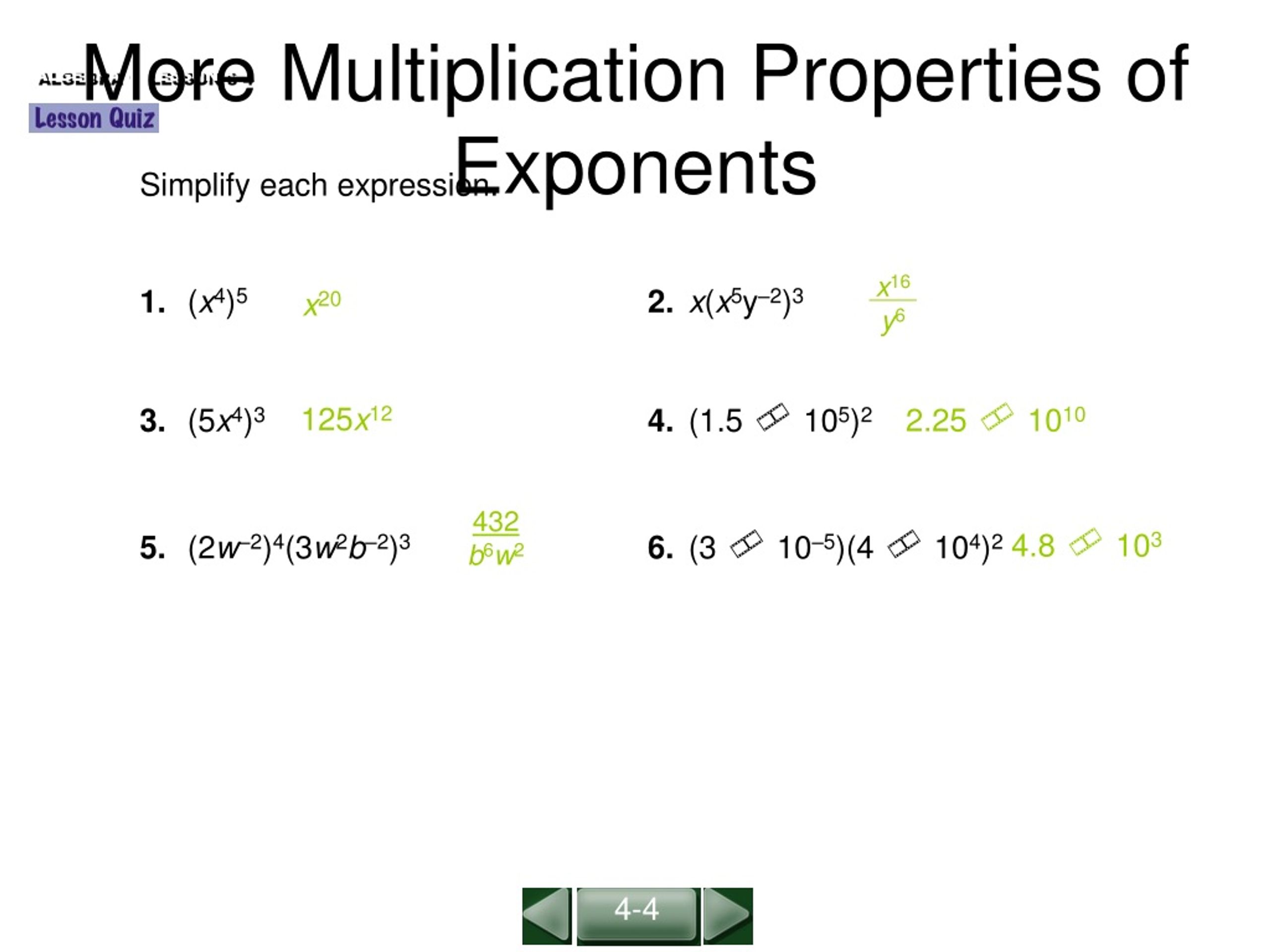 PPT More Multiplication Properties Of Exponents PowerPoint Presentation ID 408819