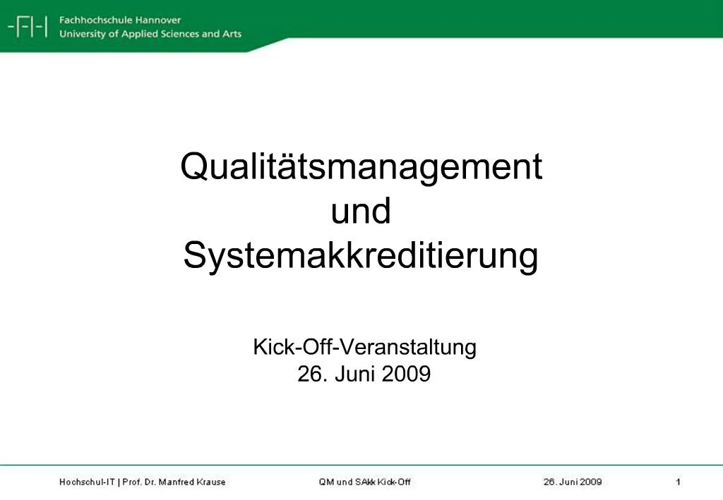 PPT - Qualit Tsmanagement Und Systemakkreditierung PowerPoint ...