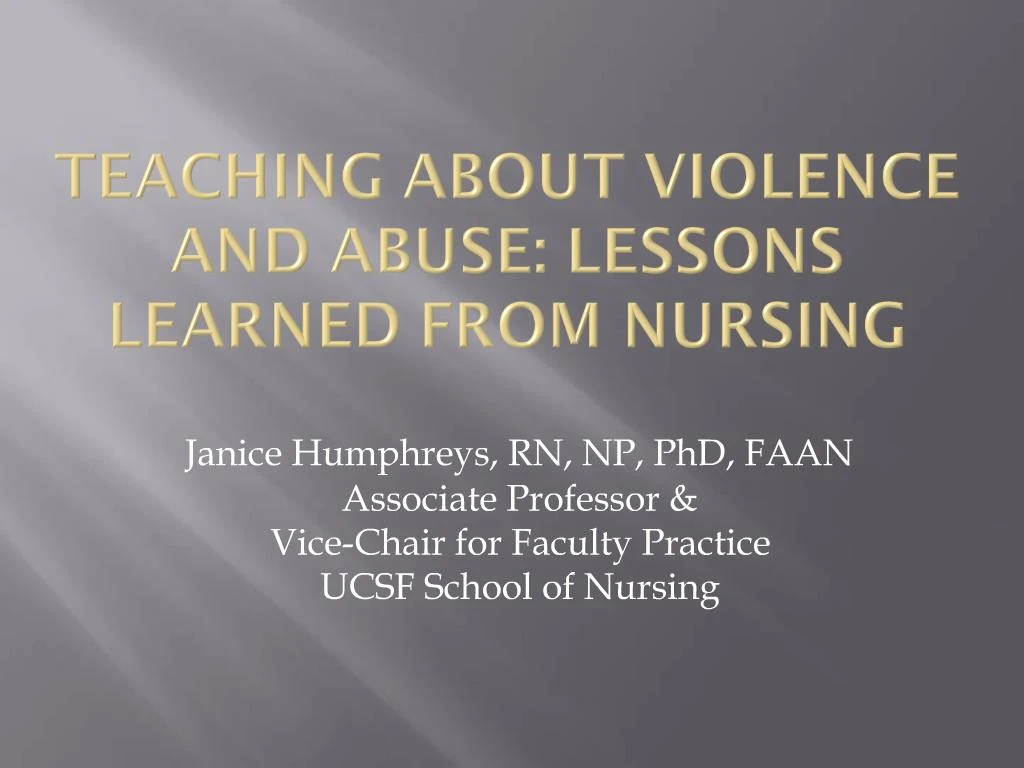 a nurse is giving a presentation about family violence