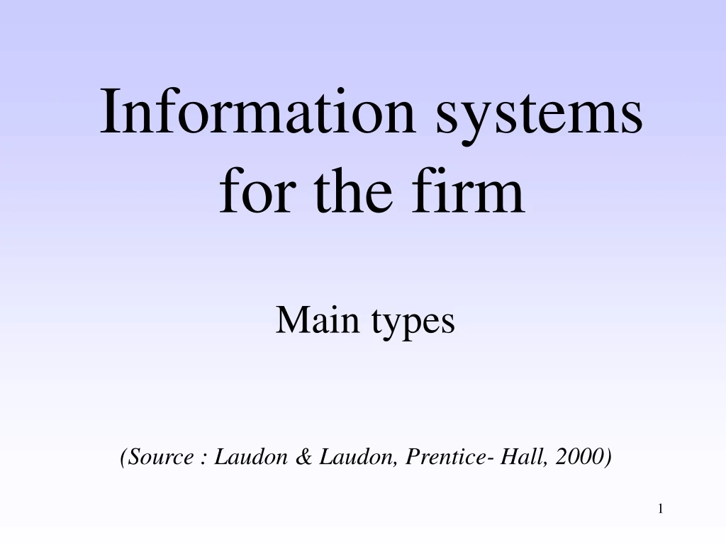 information systems for the firm n.