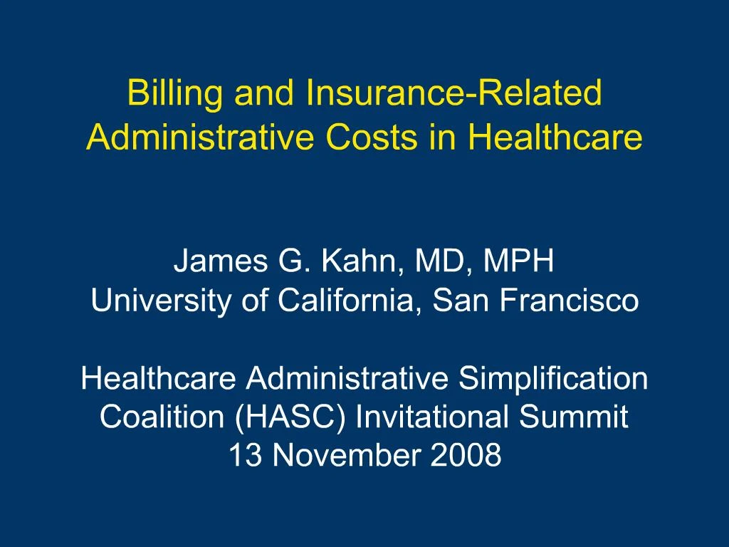 PPT Billing and InsuranceRelated Administrative Costs in Healthcare