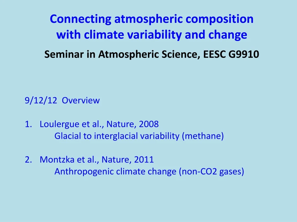 connecting atmospheric composition with climate n.