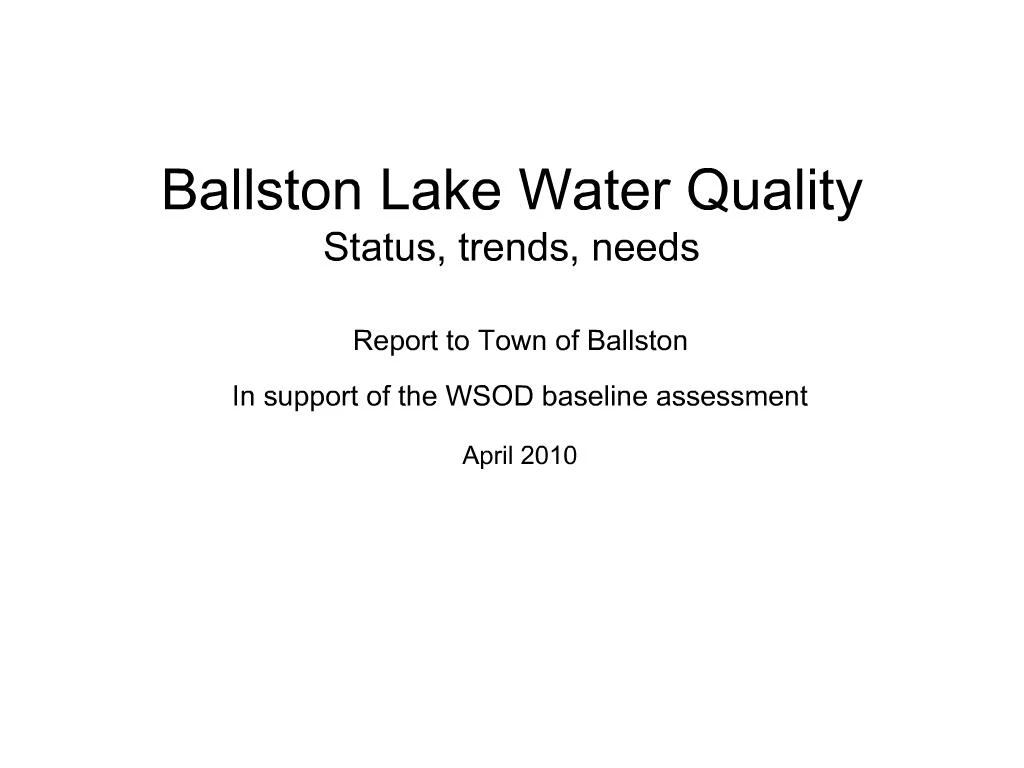 PPT Ballston Lake Water Quality Status, trends, needs PowerPoint Presentation ID416269