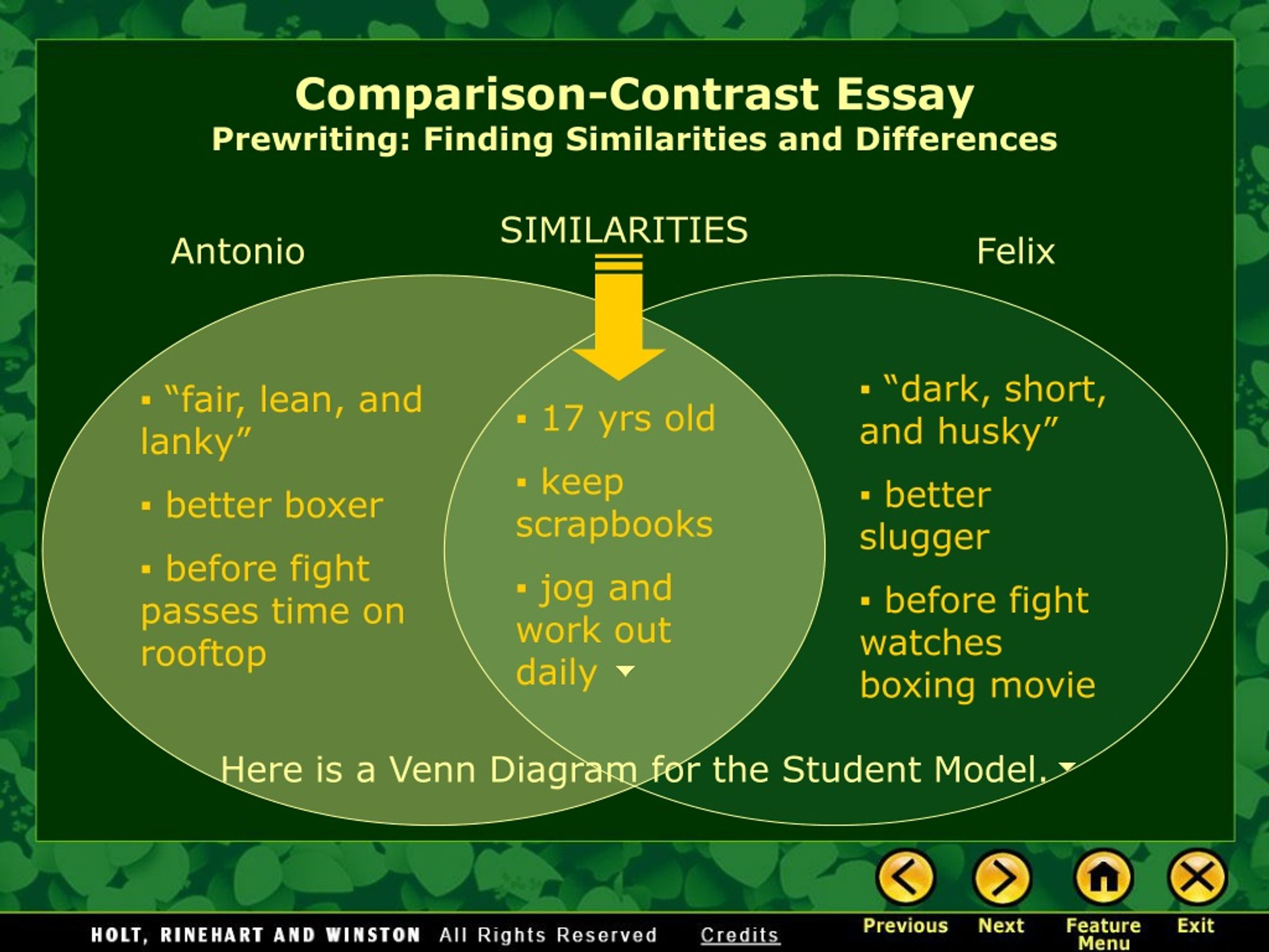 writing workshop compare contrast essay quiz active