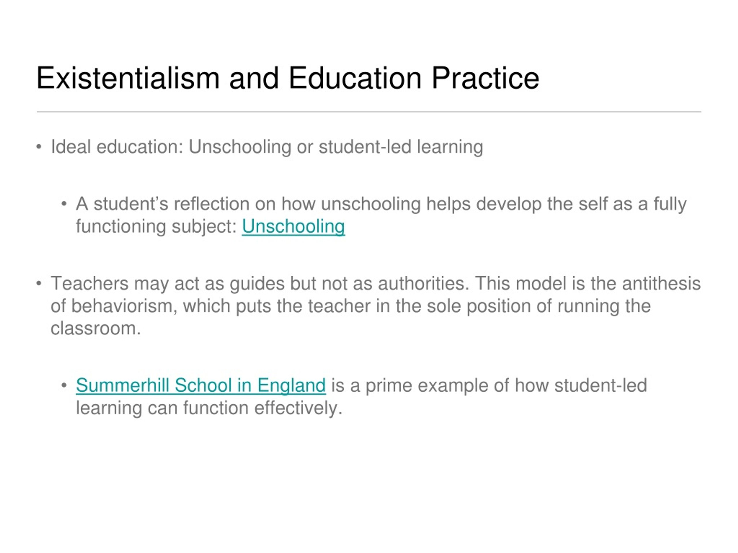 existentialism in education examples