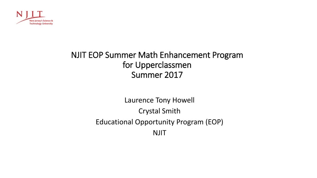 PPT NJIT EOP Summer Math E nhancement Program for Upperclassmen