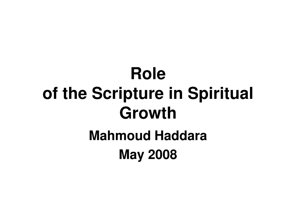 role of the scripture in spiritual growth n.