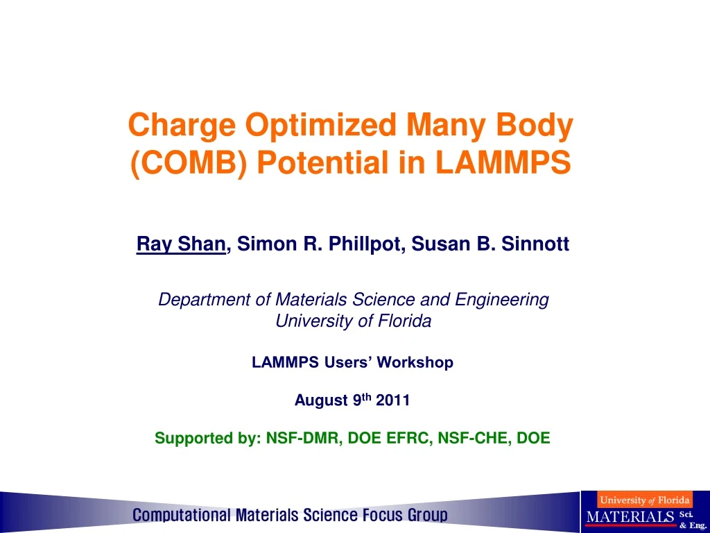 charge optimized many body comb potential in lammps n.