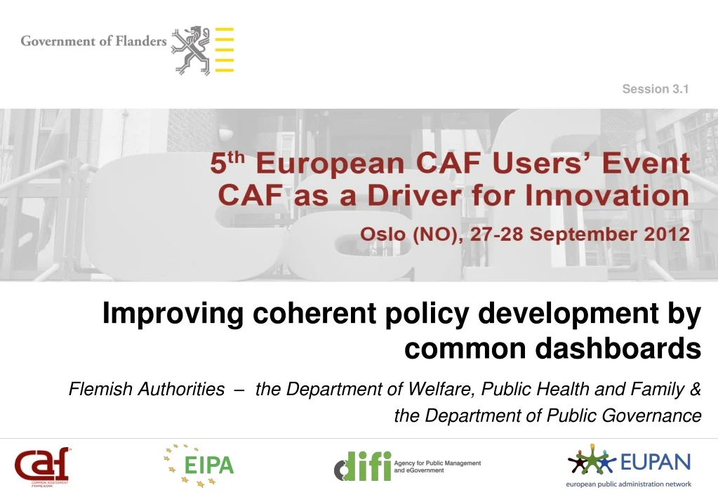 improving coherent policy development by common dashboards n.