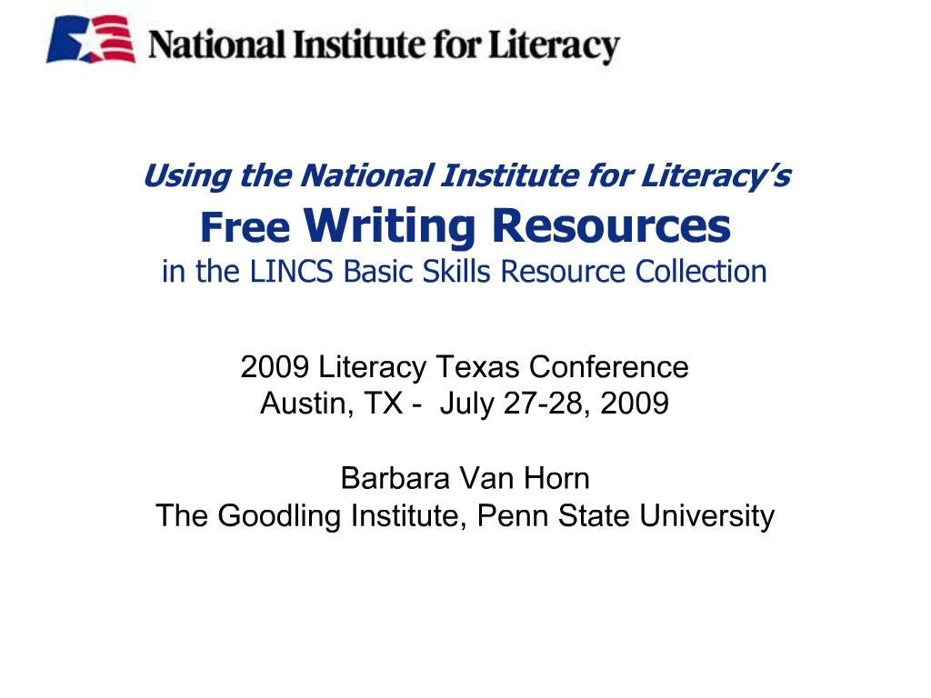 PPT Using the National Institute for Literacy s Free Writing