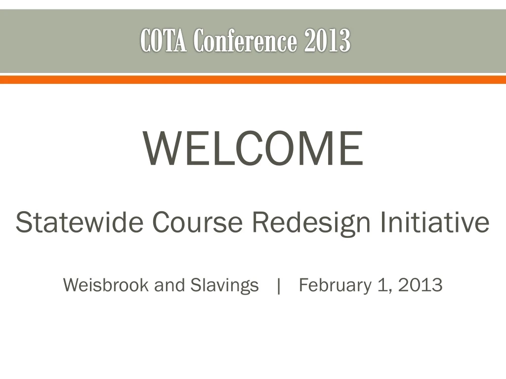 PPT COTA Conference 2013 PowerPoint Presentation, free download ID