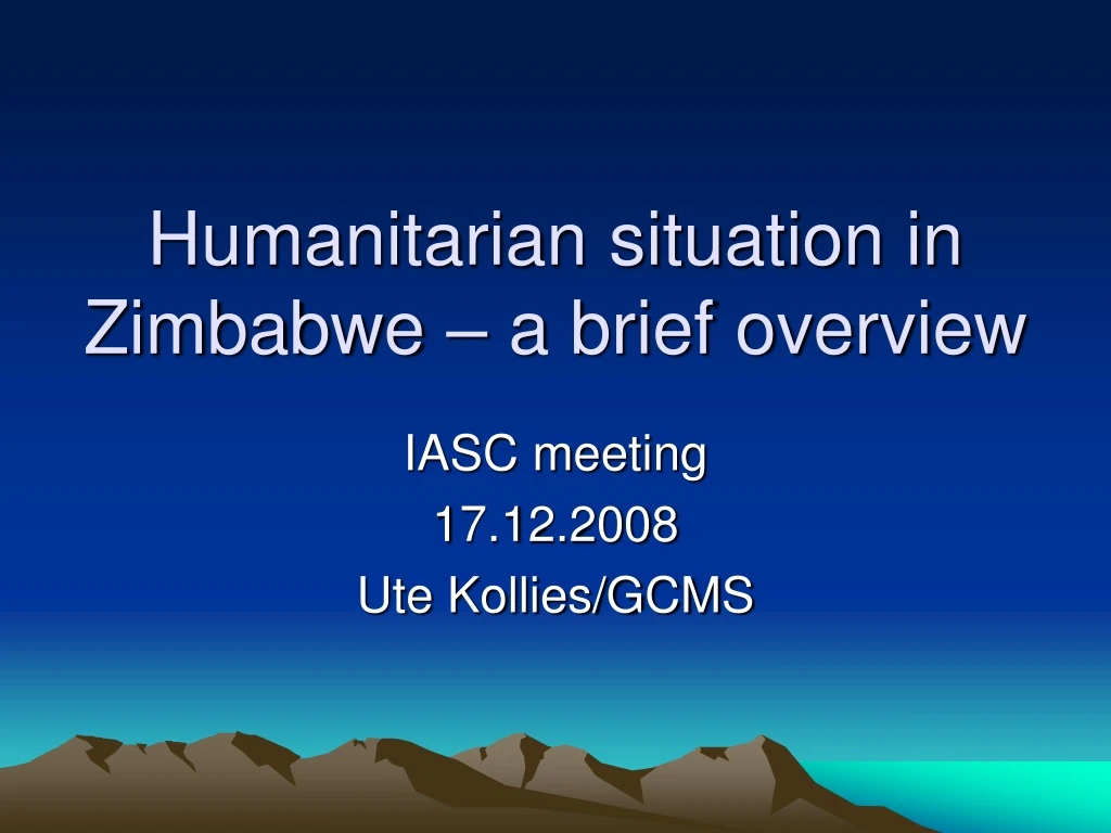 humanitarian situation in zimbabwe a brief overview n.