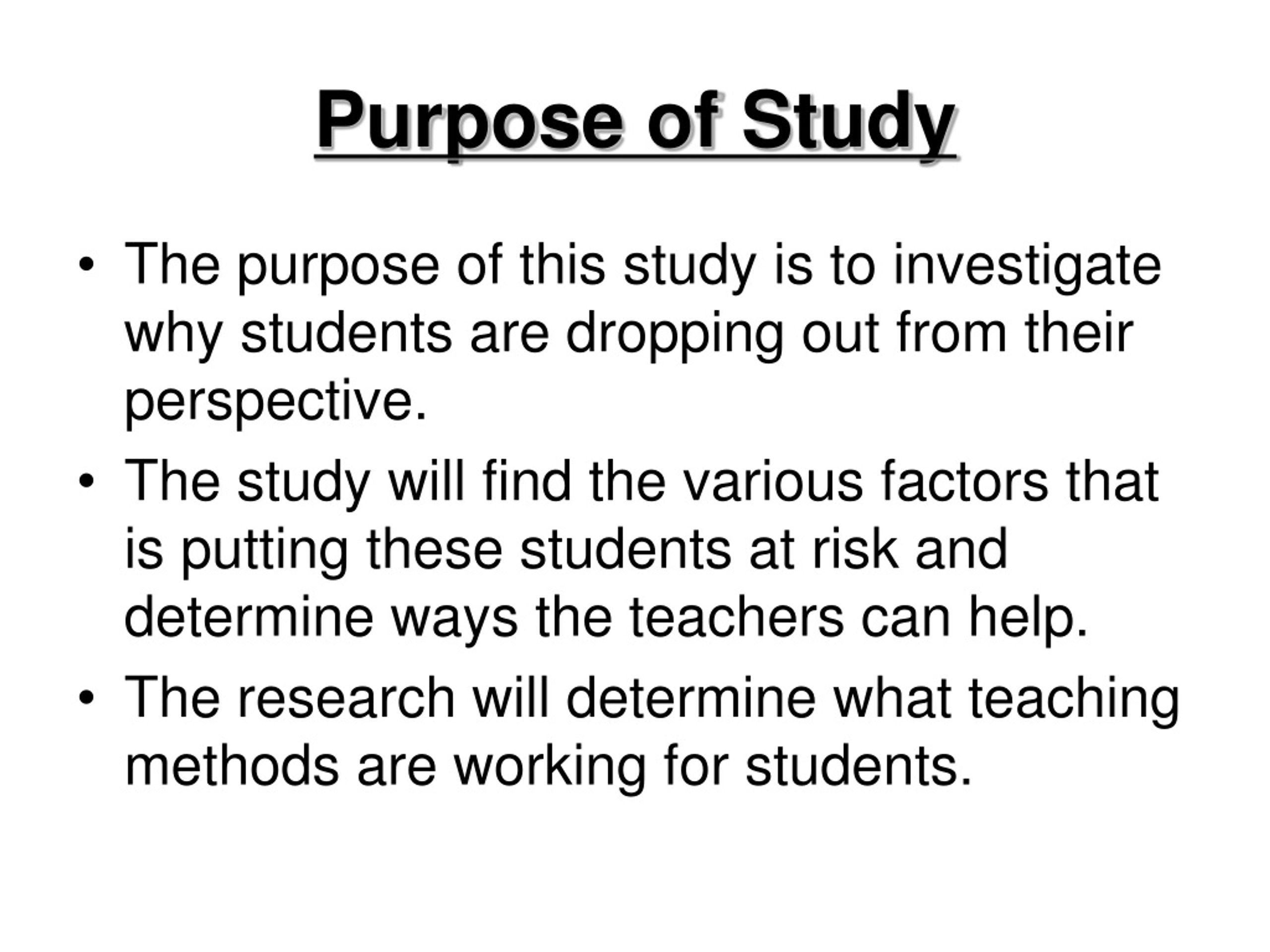 purpose of the study dissertation example