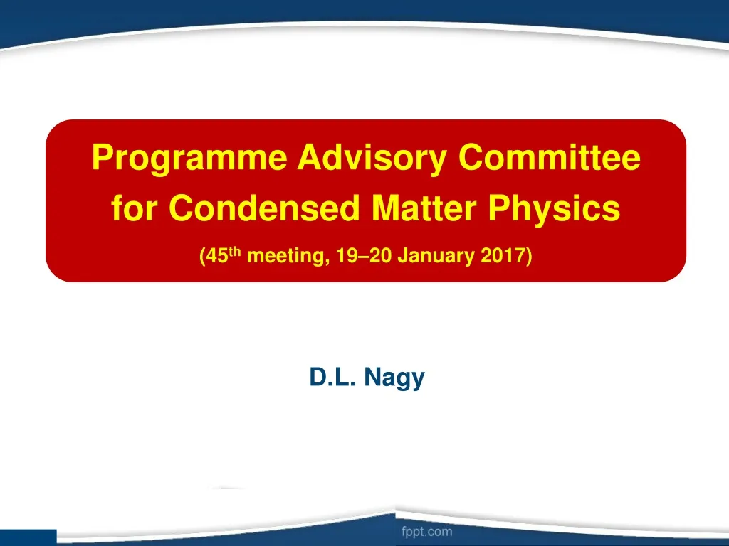 programme advisory committee for condensed matter n.