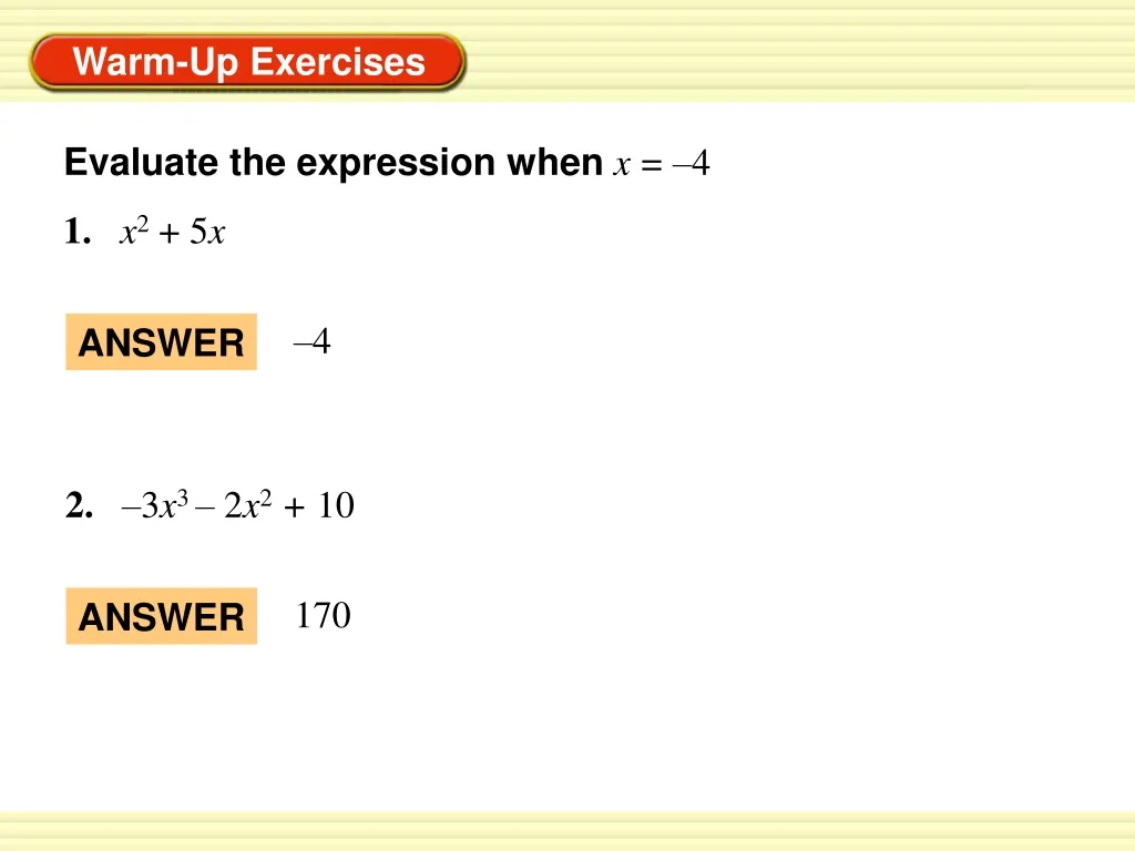 evaluate the expression when x 4 n.