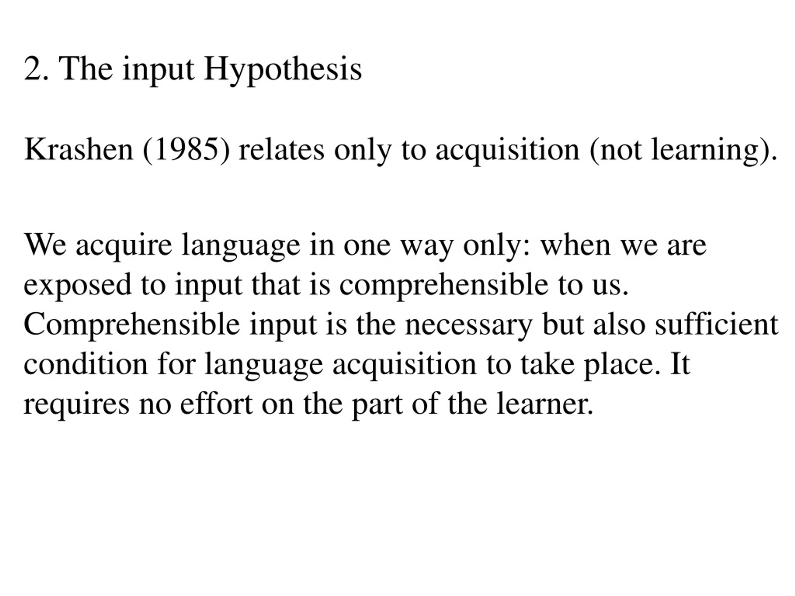 krashen input hypothesis 1985