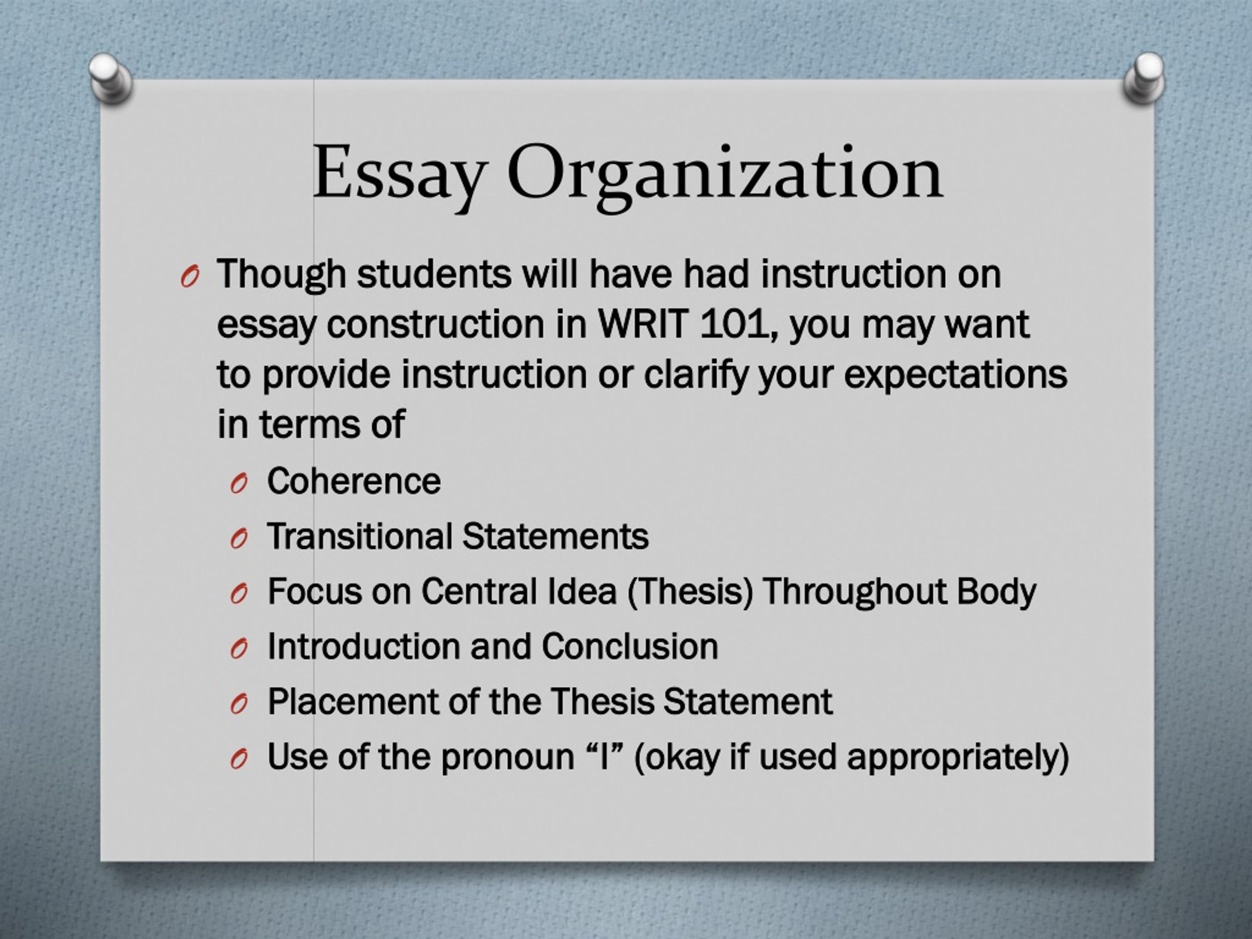 methods of organization in essays