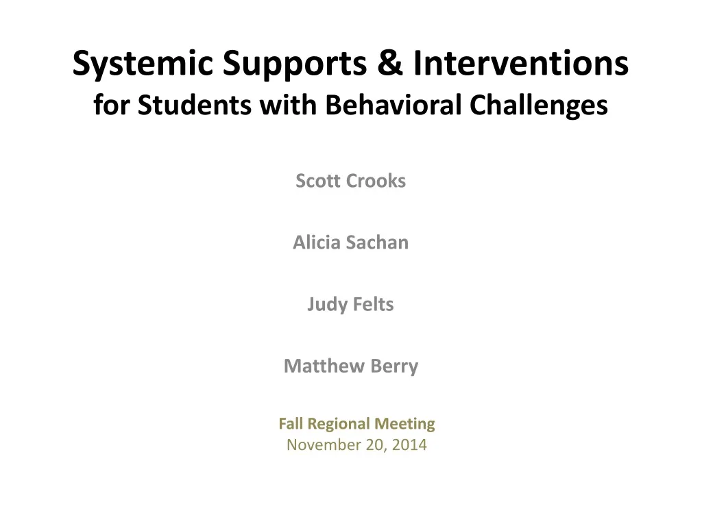PPT - Systemic Supports & Interventions for Students with Behavioral ...