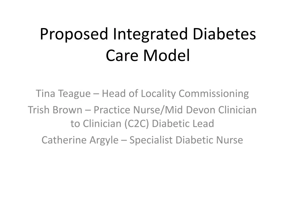 proposed integrated diabetes care model n.