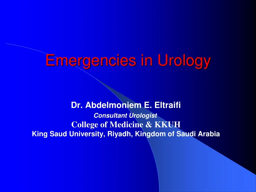 PPT - Emergencies In Urology PowerPoint Presentation, Free Download ...