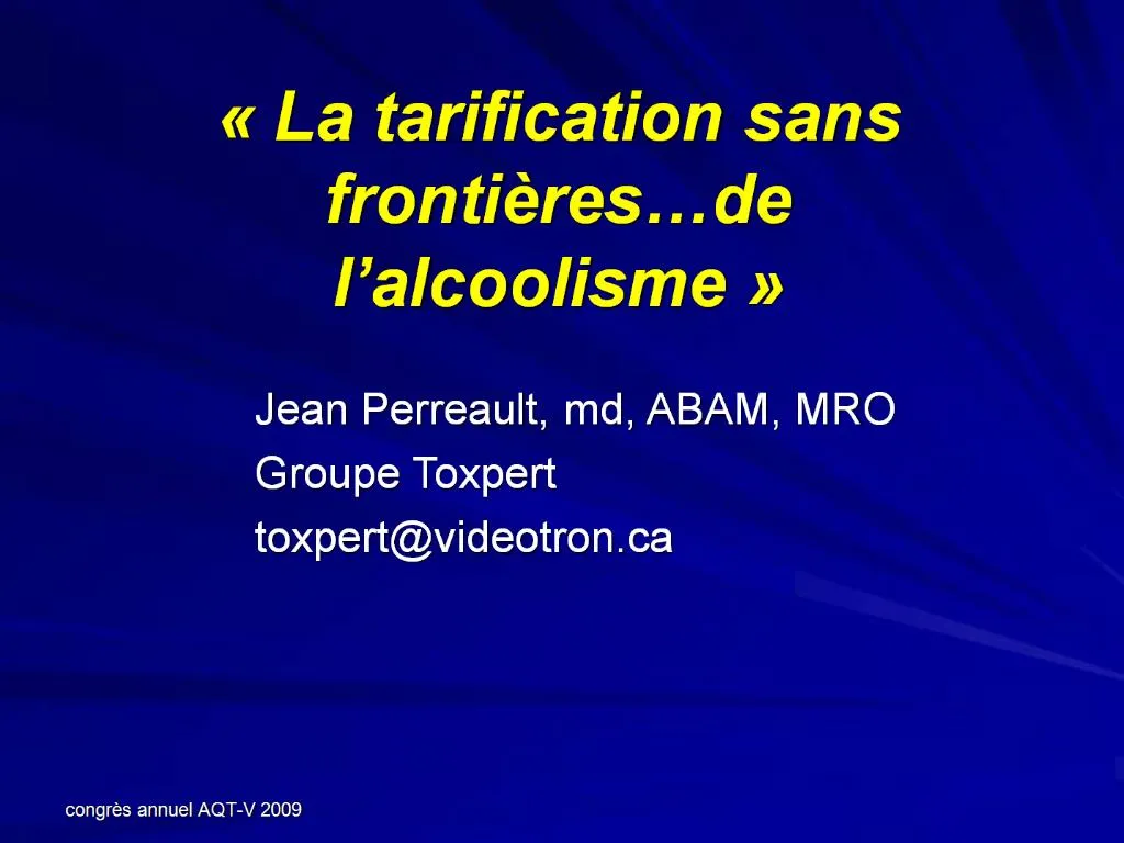 Ppt La Tarification Sans Fronti Res De L Alcoolisme Powerpoint Presentation Id